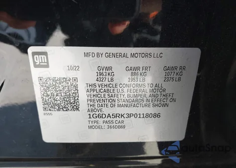 2023 Cadillac Ct4 Luxury z USA, uszkodzony, nr VIN 1G6DA5RK3P0118086